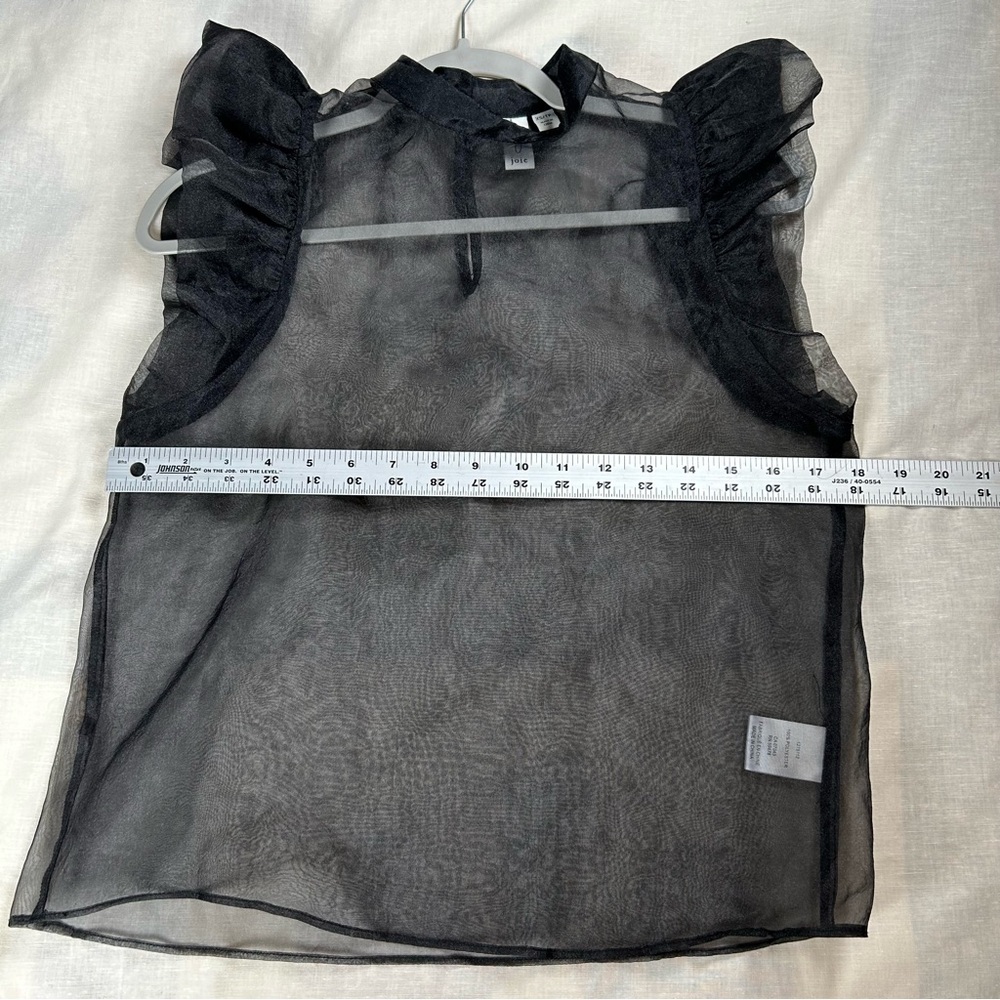 Joie Black Sheer Ruffle Sleeve Blouse - Picture 9 of 10